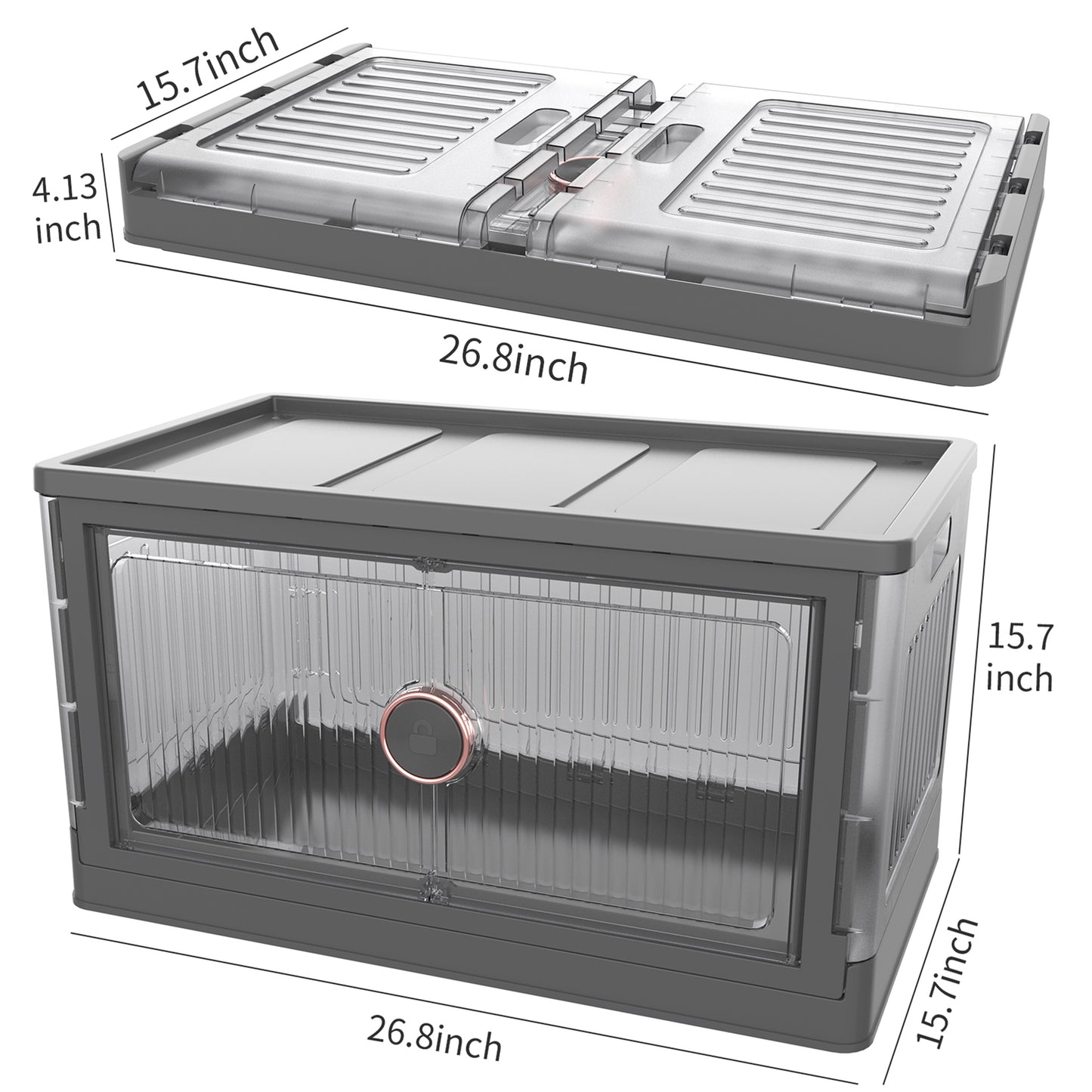 LED Light 19.5Gal Big Lidded Collapsible Storage Bins, Lockable Shinning in the Dark